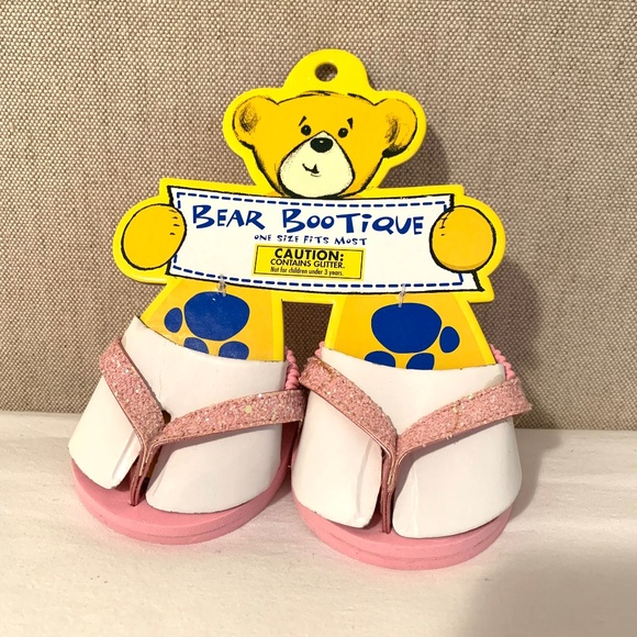 Build A Bear Pink Sparkly Glitter Sandals & Drawstring Backback Tote Bag - Picture 4 of 9